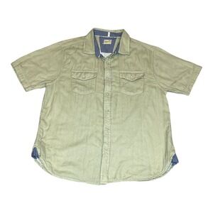 Vintage True Grit Mens XL Short Sleeve Button Down Shirt Sage Green Pockets